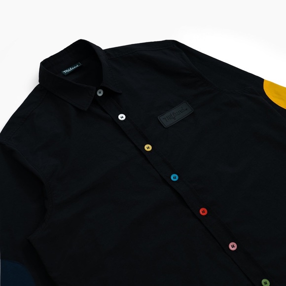 mifland lightweight multicolor black shirt XS button up rainbow colorblock - Picture 2 of 7